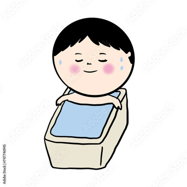 Obraz 湯船でリラックスする人