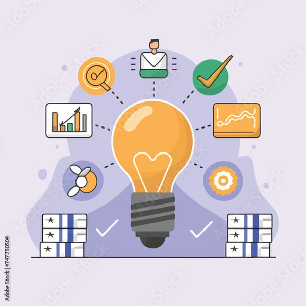 Obraz 2d vector illustration colorful business , Achieving the goal among many goals with the best proposal and the best results
