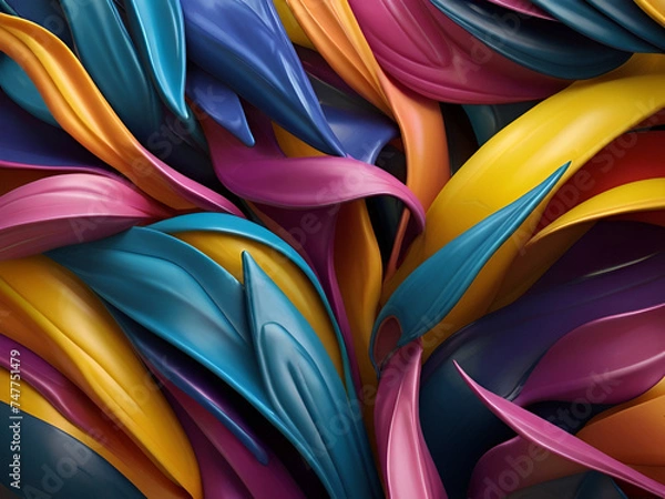 Fototapeta abstract background with multicolored ribbons in the form of waves