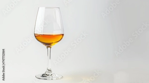 Obraz A glass of wine with a white background, copy space available.