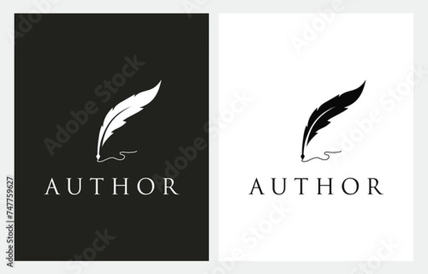 Obraz Feather Quill Pen icon logo design classic stationery inspiration