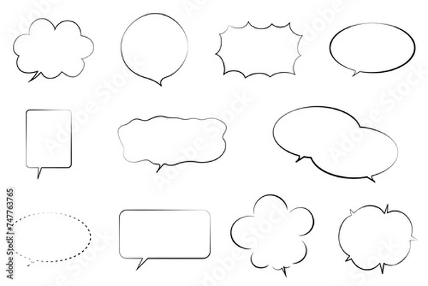 Fototapeta シンプルな手描きの吹き出しセット