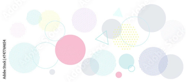 Fototapeta 春をイメージしたパステルカラーの幾何学模様の背景イラスト　ジオメトリック　メンフィス