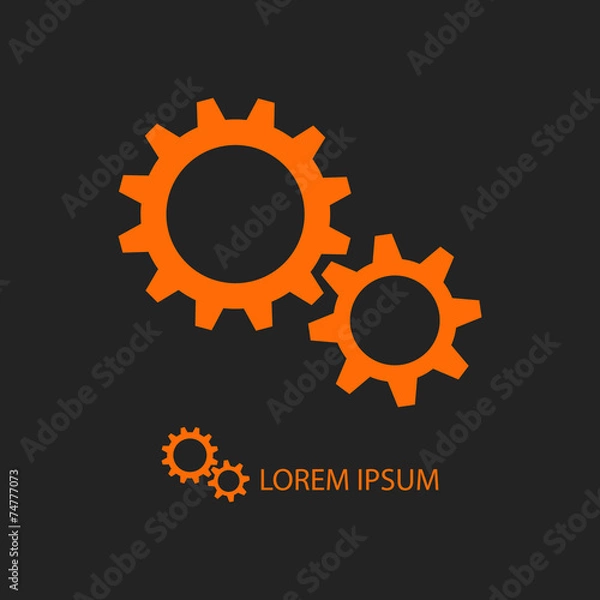 Obraz Orange gear wheels as logo on black