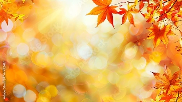 Fototapeta The autumn leaves background in watercolor style adds a touch of artistic charm.