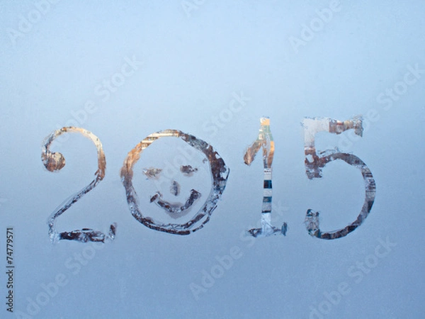 Fototapeta written on a winter window background