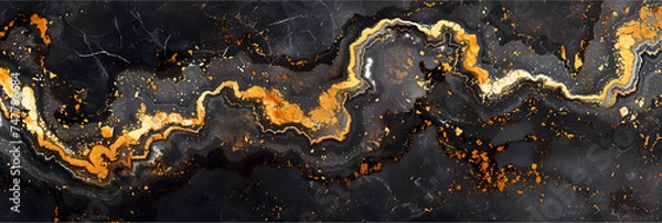 Obraz Dark Blue marble texture background with gold touchups