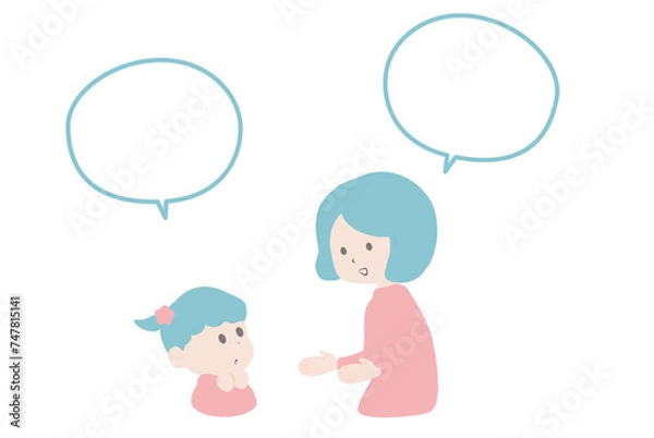 Obraz 会話をする女性と子どものイラスト