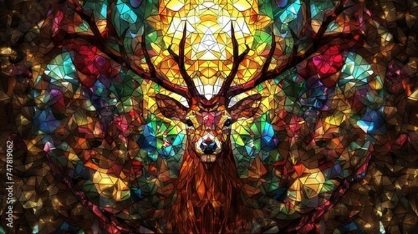 Fototapeta deer stained glass