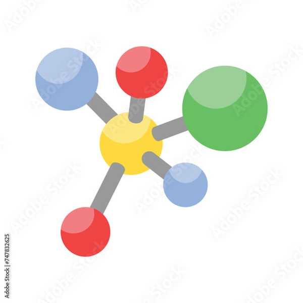 Fototapeta Beautifully designed Icon of molecules in modern isometric style, molecular network