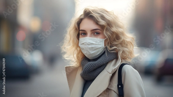 Obraz マスクをする外国人女性
