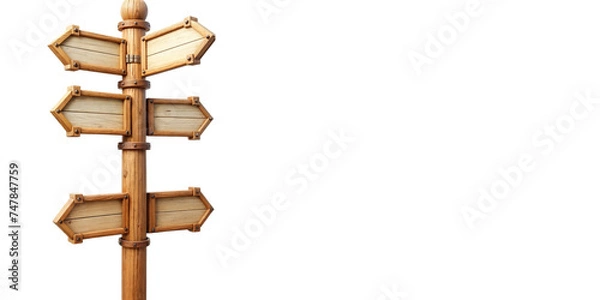 Fototapeta wooden cross sign isolated on white with text space