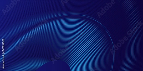 Fototapeta Blue abstract background with blue glowing geometric lines. Modern shiny blue oval lines pattern. Curved lines. Futuristic technology concept. Suit for banner, blue modern