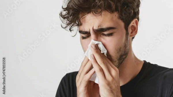 Obraz 鼻をかむ外国人男性
