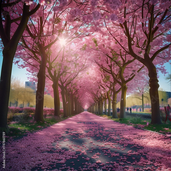 Fototapeta A serene early spring afternoon in a quiet park