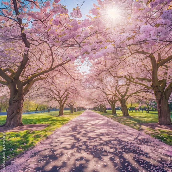 Fototapeta A serene early spring afternoon in a quiet park