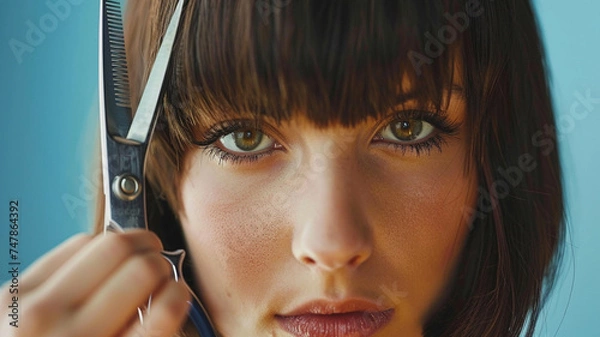 Obraz ハサミを持つ女性
