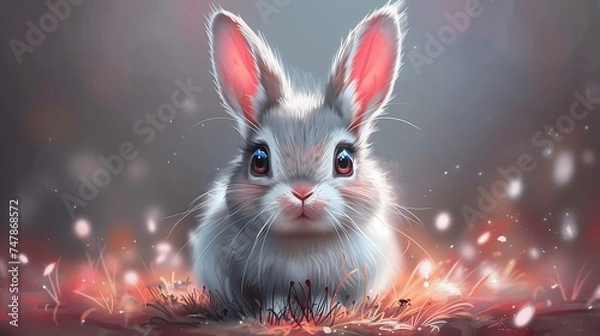 Obraz Enchanting Fantasy Easter Bunny in Magical Forest Lights
