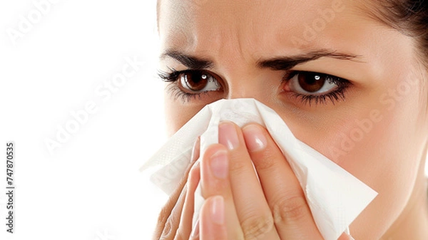 Obraz 鼻をかむ綺麗な女性
