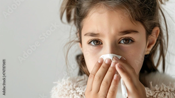 Obraz ティッシュで鼻をかむ女の子
