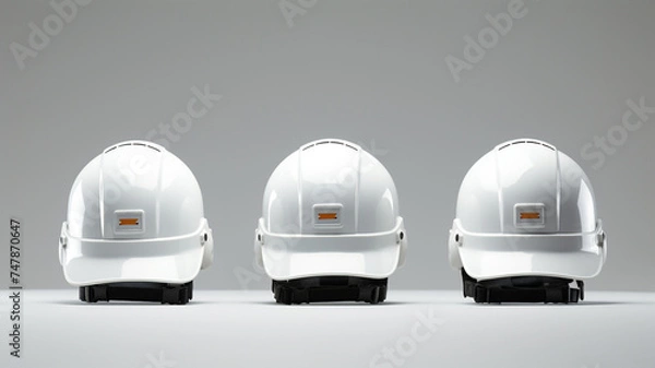 Obraz 白いヘルメットが3個並んでいる
