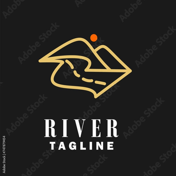 Obraz River logo icon. Editable vector design.
