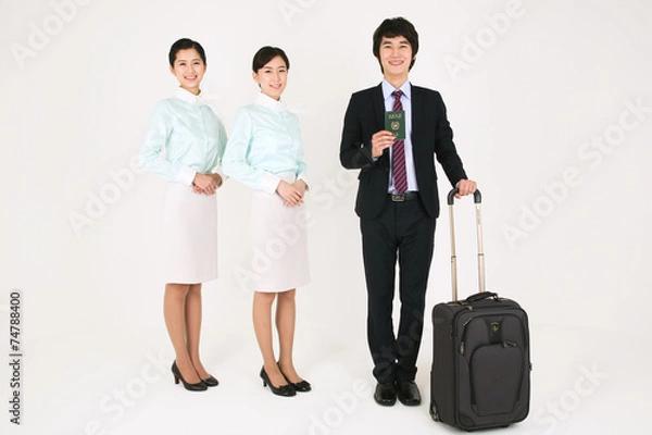 Obraz 스튜디오 안의 웃고 있는 스튜어디스