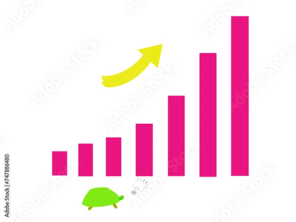 Fototapeta Rising graph, turtle, and light bulb of awareness
