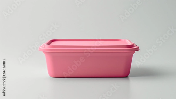 Fototapeta pink plastic container mock up for food isolated on white background