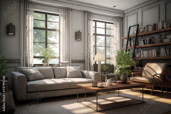 Fototapeta Modern interior living room.