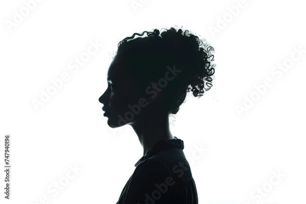 Fototapeta A silhouette of a woman with curly hair. Ideal for diverse projects