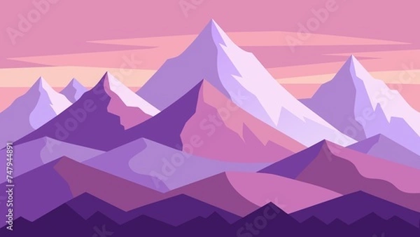 Fototapeta Simplified Mountain Range Vector Art.