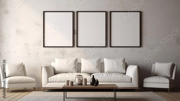 Obraz Living room with blank frames