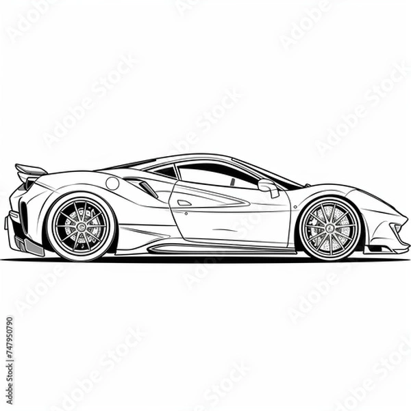 Obraz Sports Car concept outline Drawing