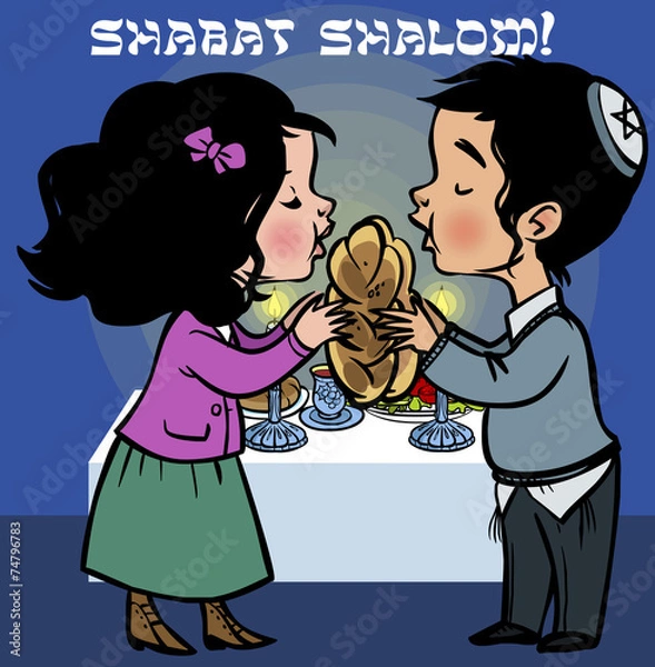 Obraz Happy shabat greeting card. Vector illustration
