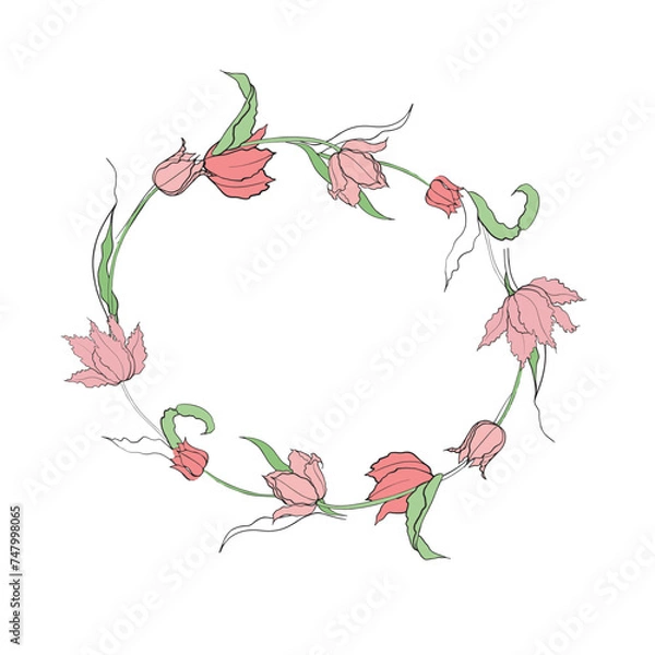 Fototapeta illustration of a tulip drawn in vector, spring bulbous flower.