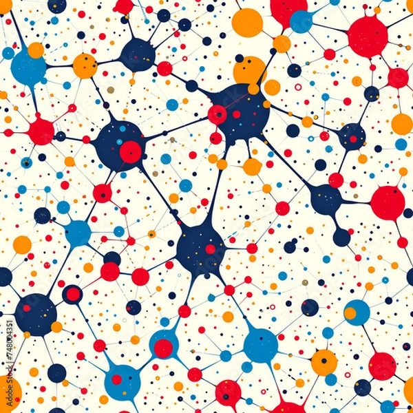 Obraz colored neuronal network as a seamless Tile pattern, ai generated