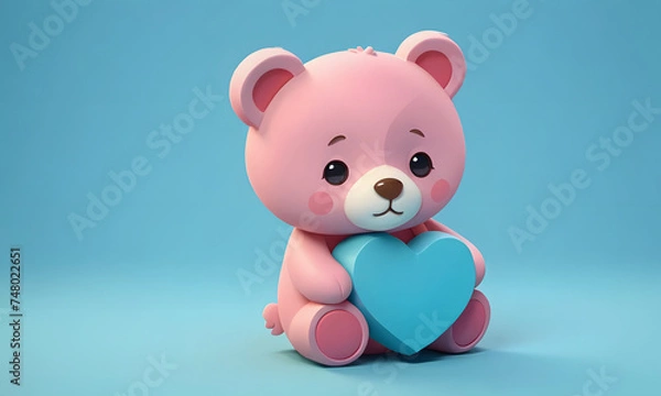 Fototapeta Cute teddy bear with a heart