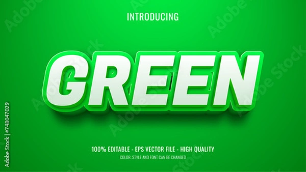 Fototapeta Editable green text effect with 3d style