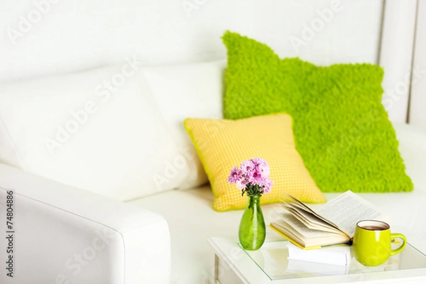 Obraz Apartment interior in white color with bright decorative