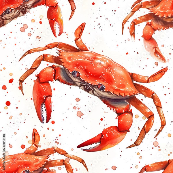 Obraz crab sea seamless tile pattern background, ai generated