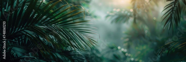Fototapeta Panorama view of tropical nature abstract background. Summer and environment concept. Generative ai.