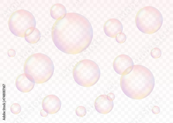 Fototapeta リアルなシャボン玉イラスト素材セット