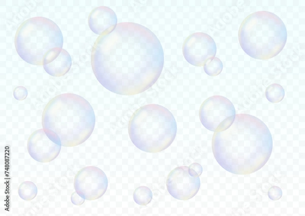 Obraz リアルなシャボン玉イラスト素材セット