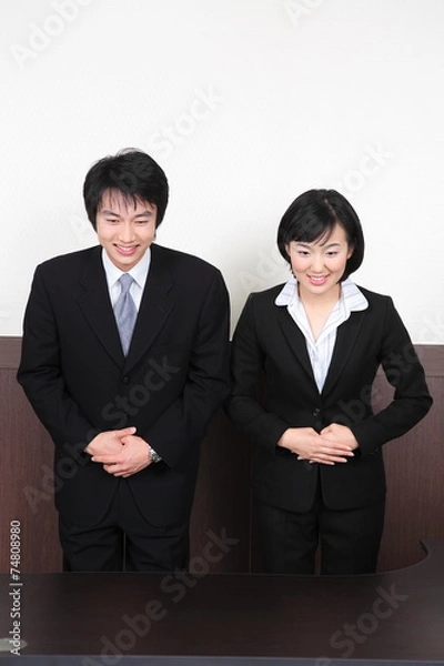 Fototapeta 직장에서 일하는 비즈니스맨과 비즈니스 우먼