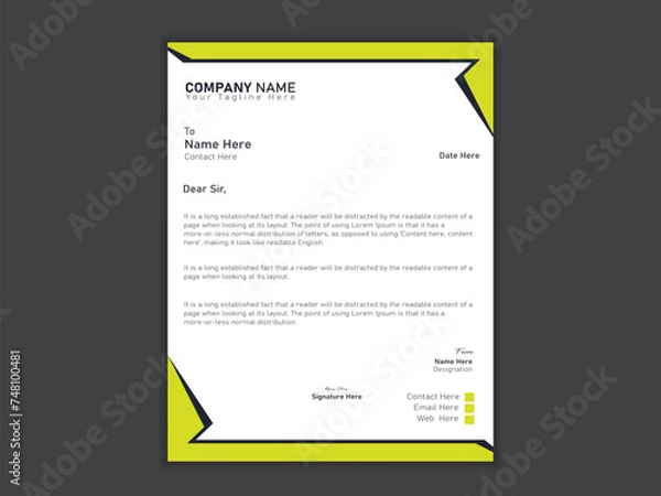 Obraz Minimalist professional vector latterhead design template.