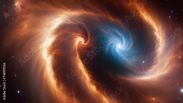 Fototapeta background with space _A deep space nebula with a spiral shape and a bright core.  