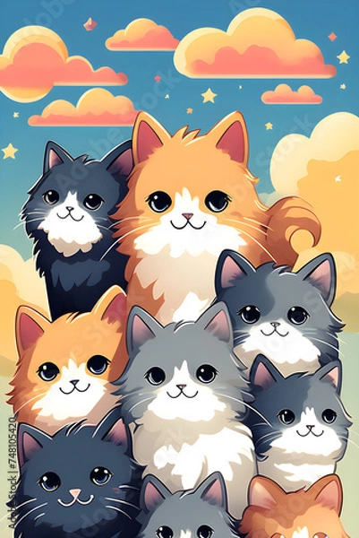 Fototapeta cute cats, Generative AI