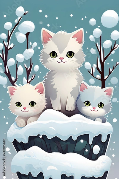 Fototapeta cute cats, Generative AI