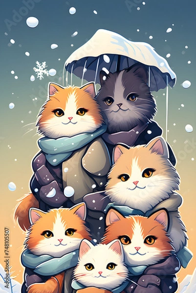 Obraz cute cats, Generative AI